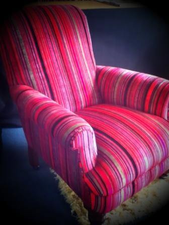 pink stripe bedroom chair